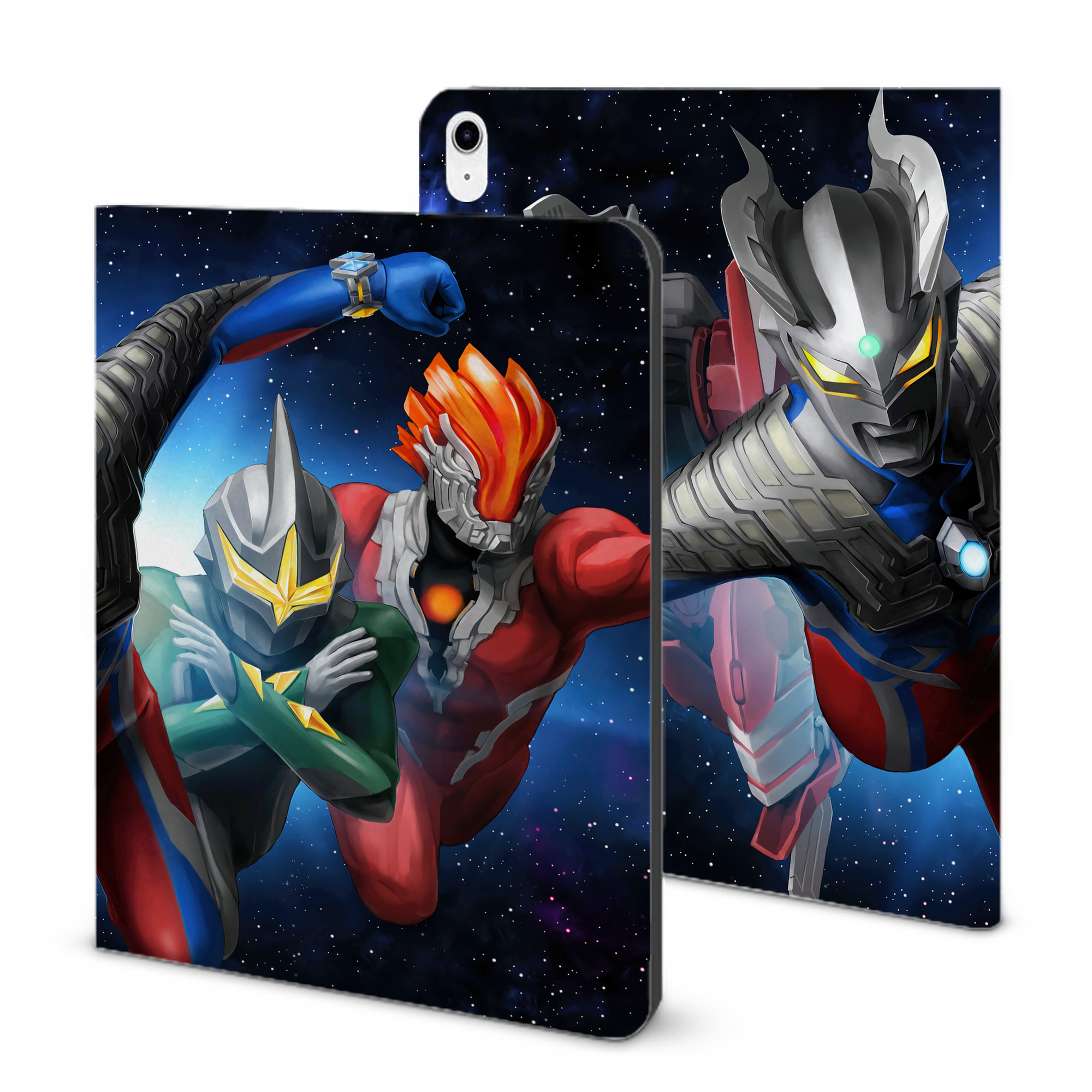 （画像用） ウルトラマン Ultraman IPad ケース ブック型 PUレザー TPU 耐衝撃 軽量 薄型 ペン収納なし 全面保護 IPad 各モデル対応